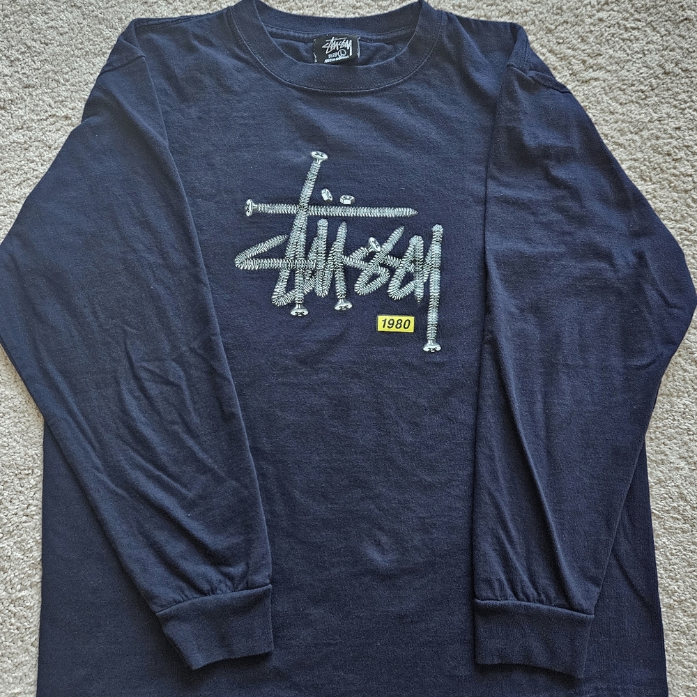 Stussy long sleeve tee Size L Navy blue
